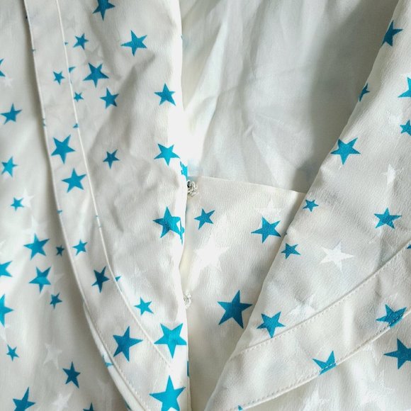 Vtg 80s/90s Womens 8 Star Pattern Silk Blouse Long Sleeve Collared Layered. - Picture 6 of 10
